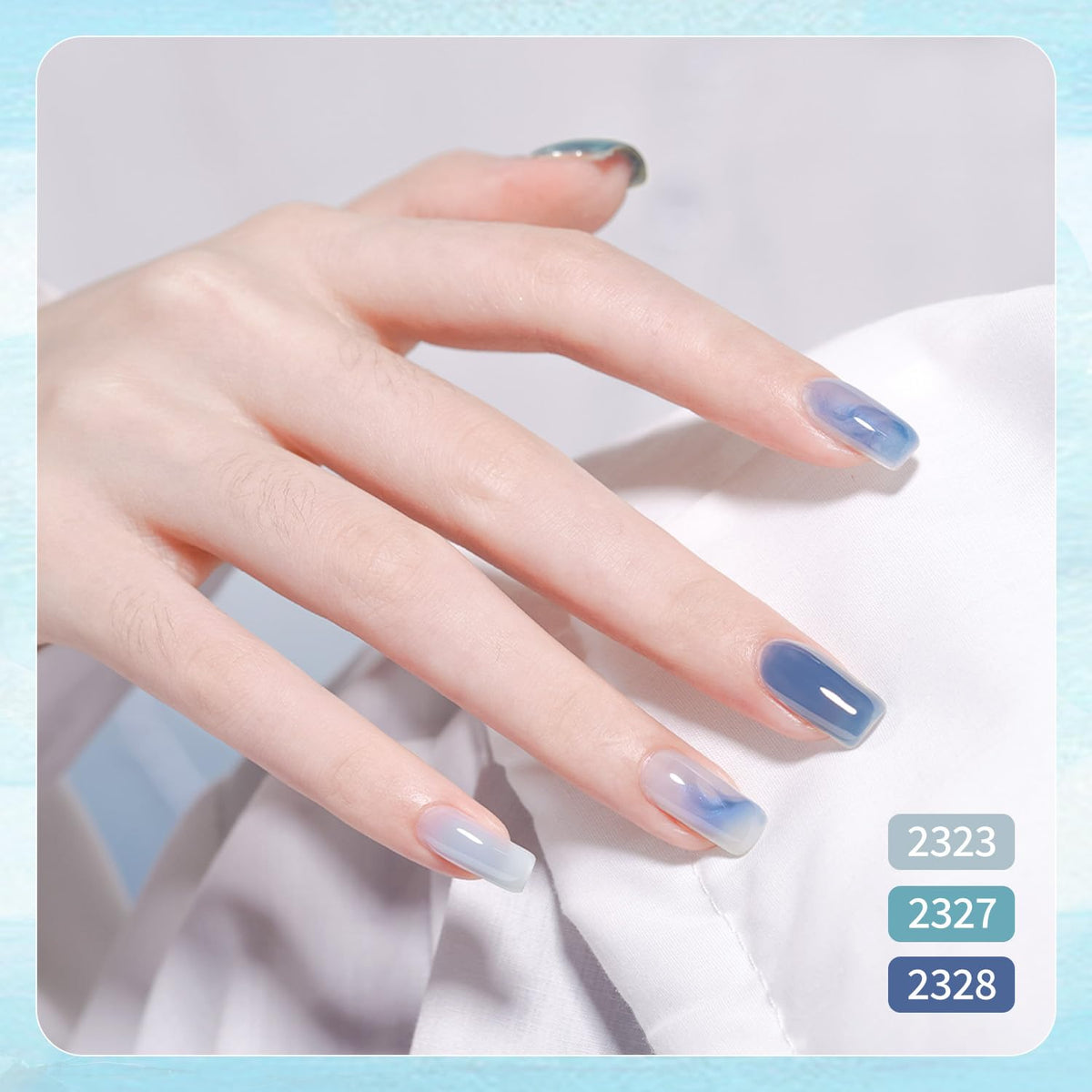 Swatches of GAOY Jelly Blue Gel Nail Polish on a nail wheel