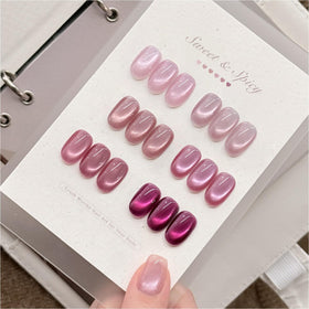Swatches of GAOY Pink Cat Eye Gel Nail Polish colours on a palette