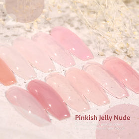 Swatches of GAOY sheer pink gel polish on nails