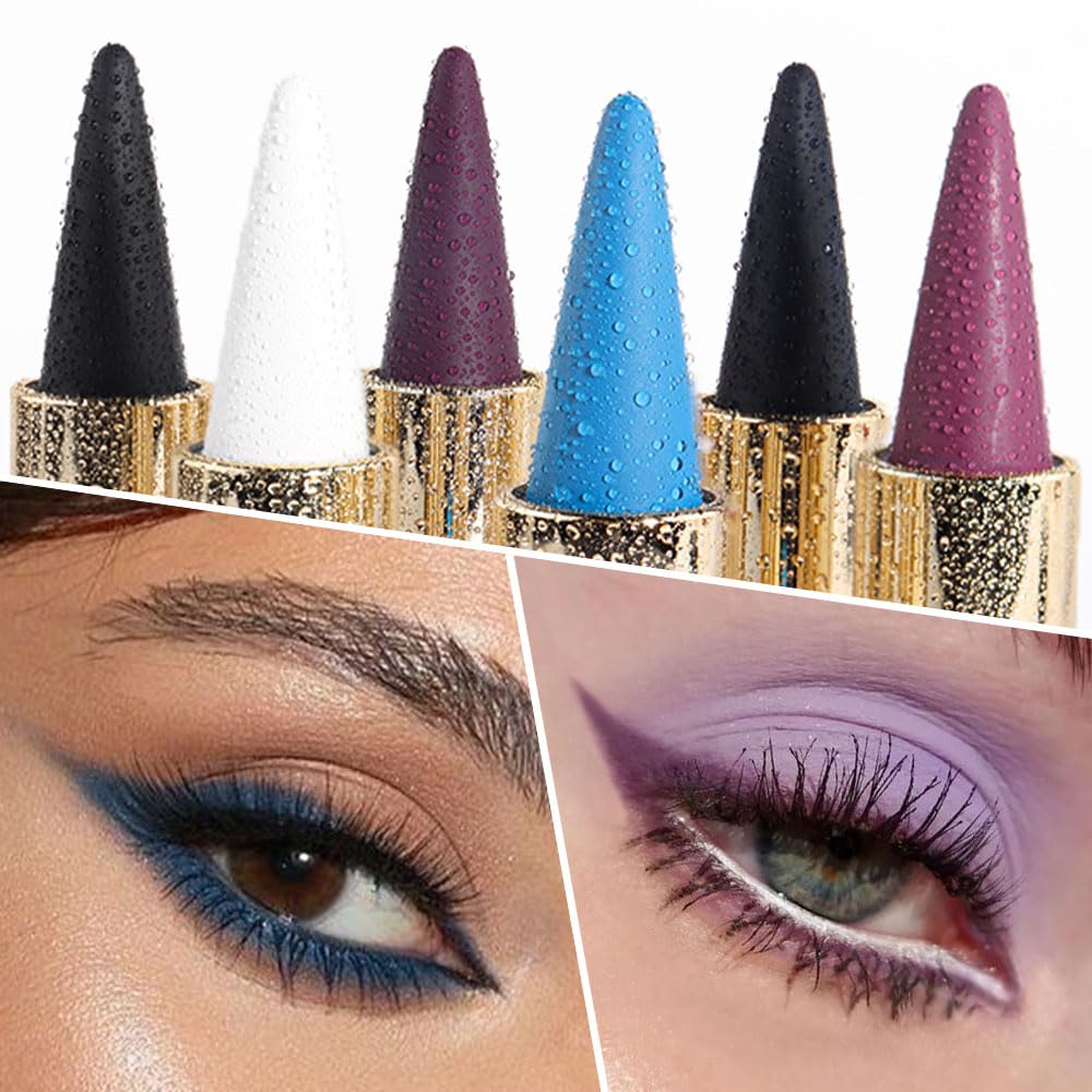 Swatches of Kaely dark blue and purple gel eyeliners on skin