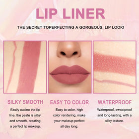 Swatches of Kaely lip liner and lipstick colours