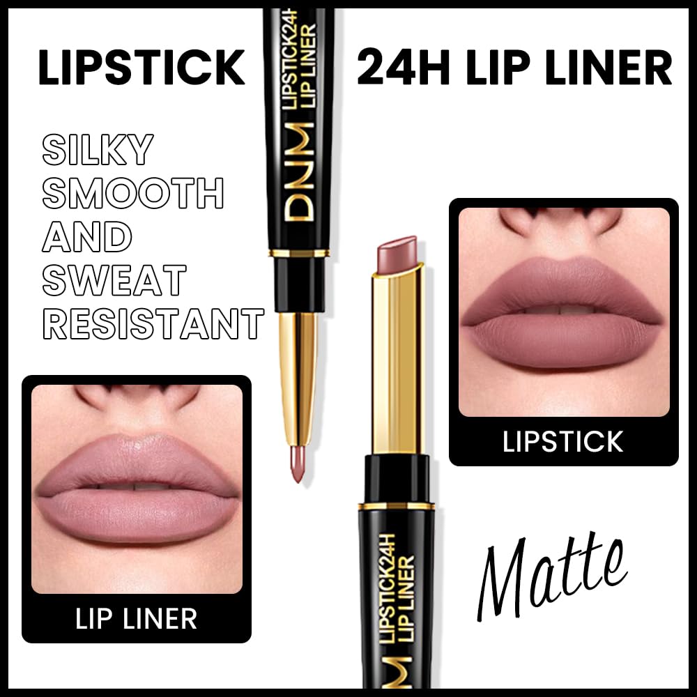 Swatches of Kaely lip liner and lipstick in various shades