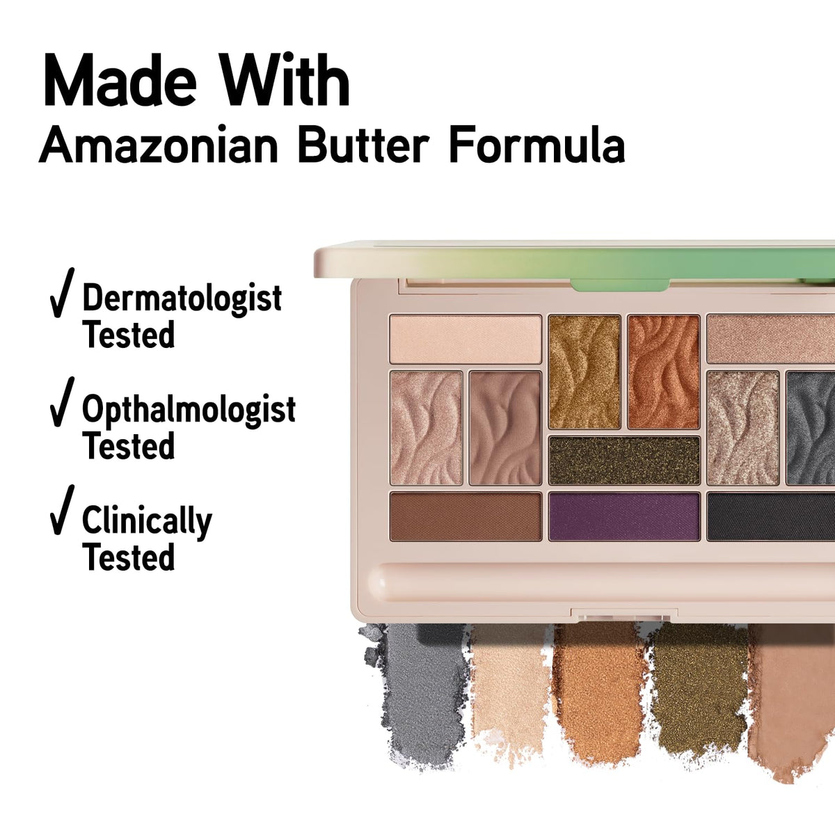 Swatches of Physicians Formula Murumuru Butter Eyeshadow Palette on skin