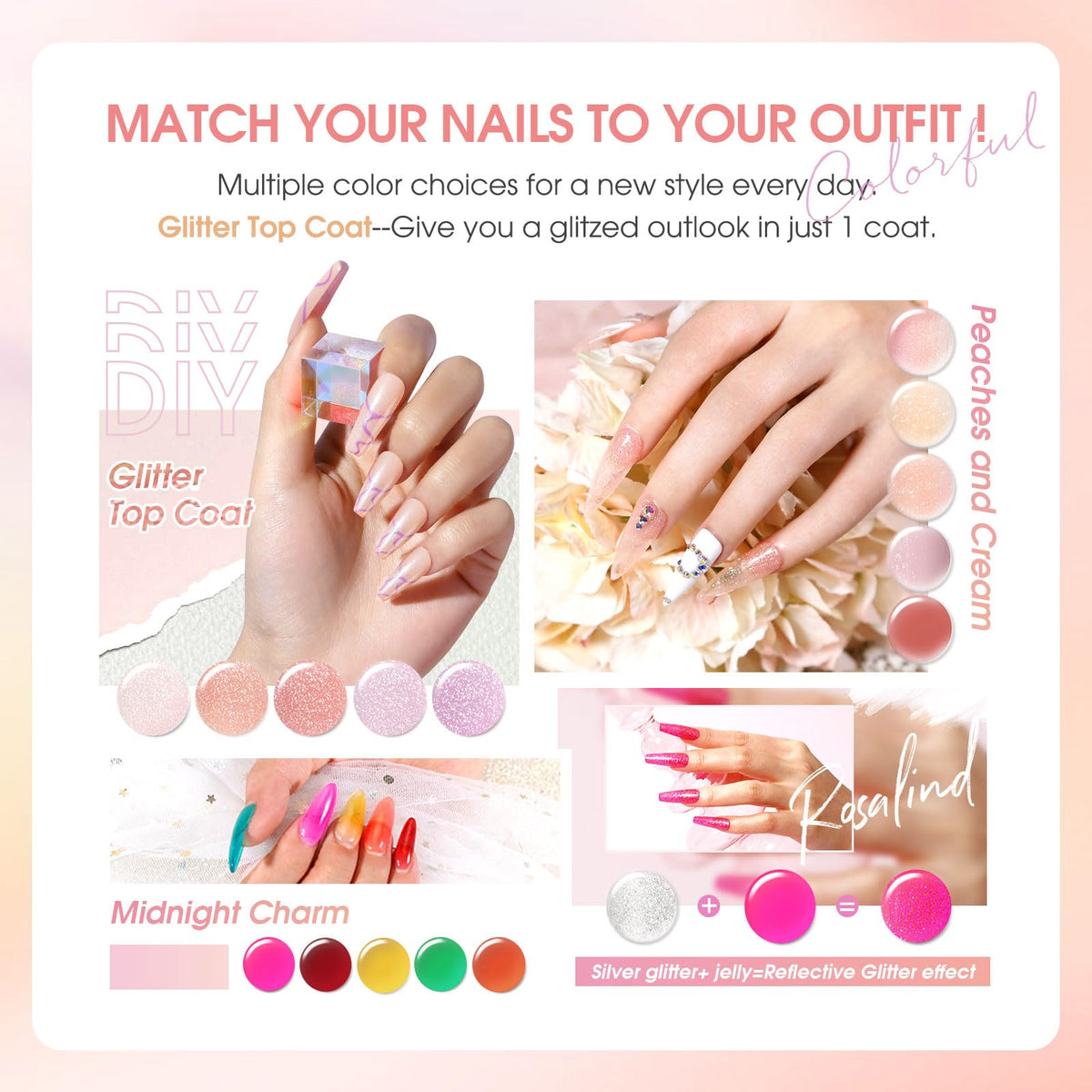 Swatches of ROSALIND gel polish on a nail wheel