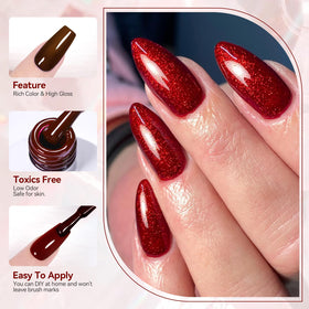 Swatches of six red shades from Born Pretty gel polish
