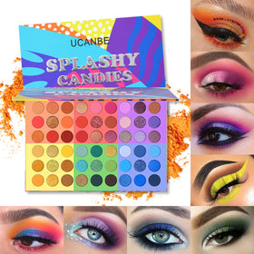 Swatches of UCANBE 54 Colors Eyeshadow Palette on skin