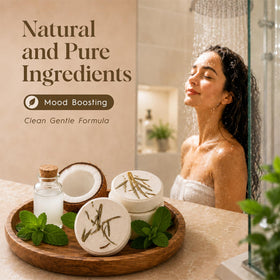 SWCANDY Coconut & Mint Shower Steamer with tropical background