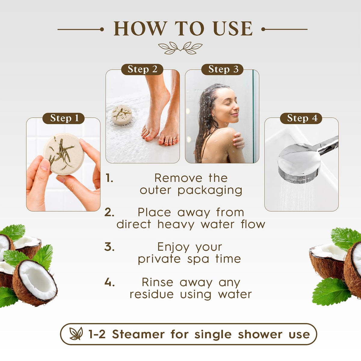 SWCANDY Coconut & Mint Shower Steamers with essential oils
