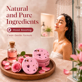 SWCANDY Rose Shower Steamer in a relaxing bath environment