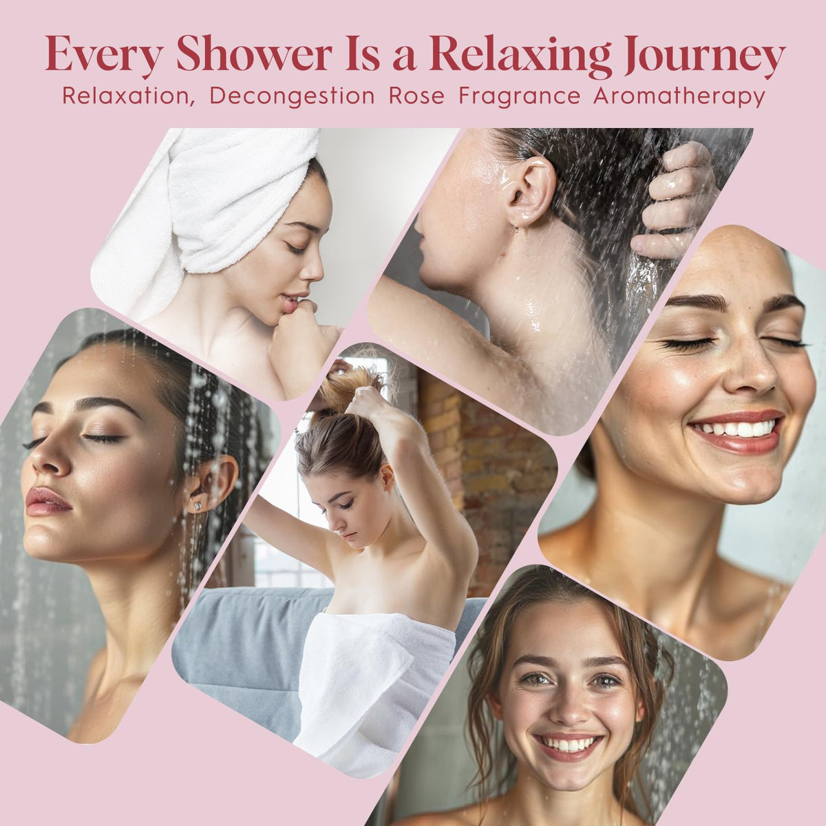 SWCANDY Rose Shower Steamers displayed with essential oils