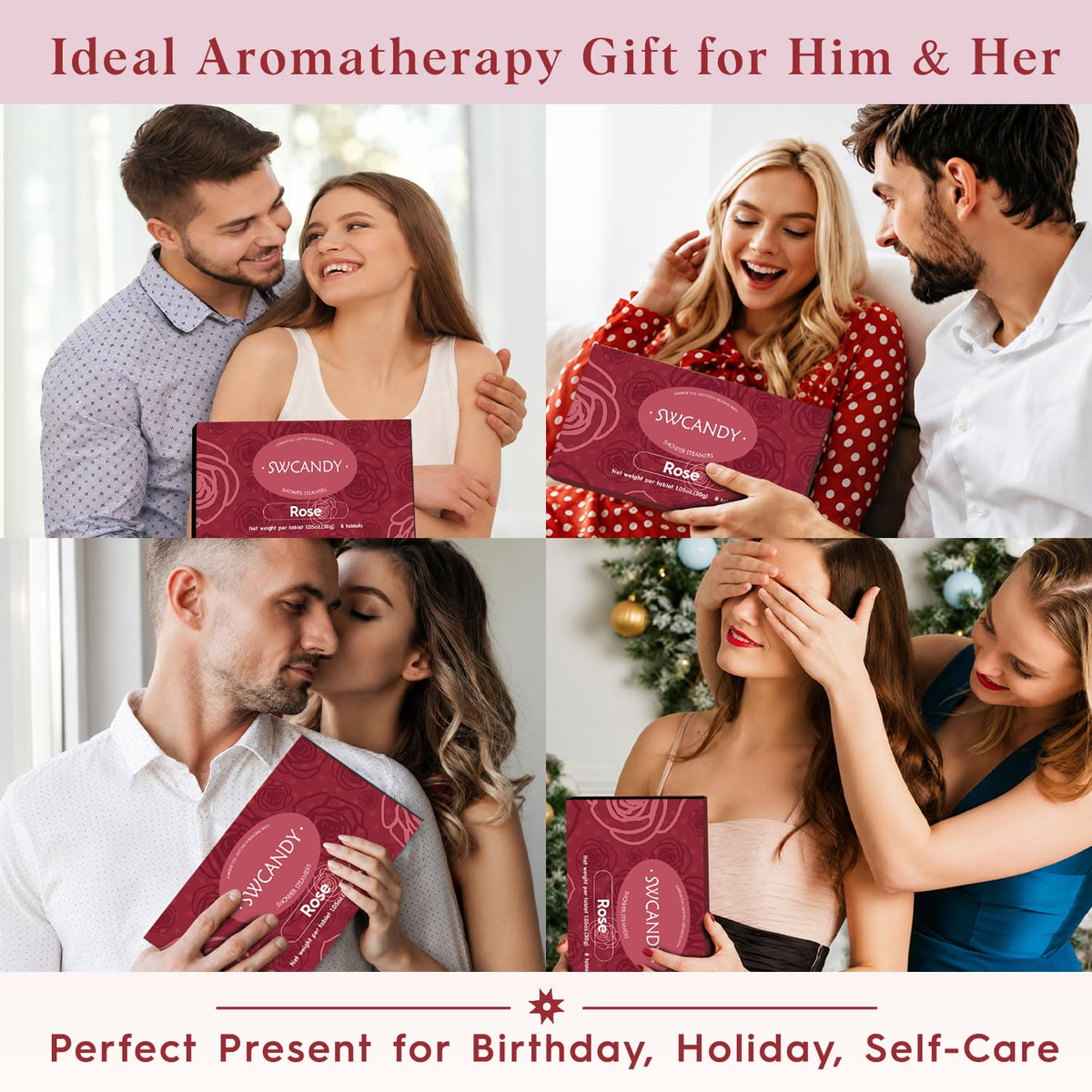 SWCANDY Rose Shower Steamers gift set presentation