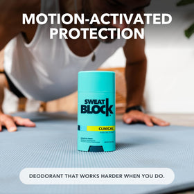 SweatBlock Antiperspirant Deodorant Coastal Fresh on a bathroom counter