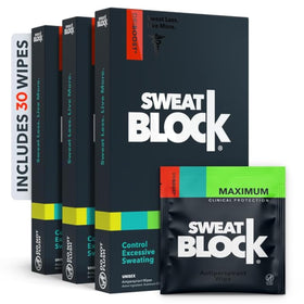 SweatBlock Antiperspirant Wipes packaging front view