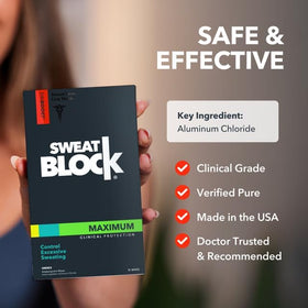 SweatBlock Antiperspirant Wipes with a confident person in casual attire
