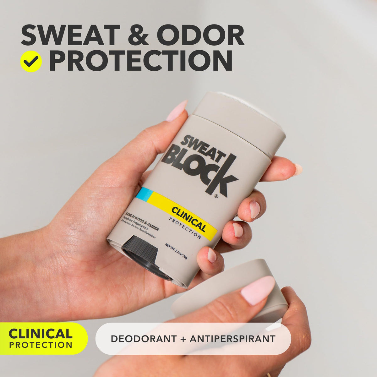 SweatBlock Clinical Strength Deodorant Antiperspirant side view, 109g stick