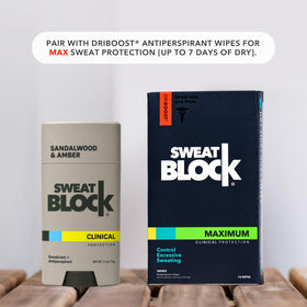 SweatBlock Clinical Strength Deodorant Antiperspirant with lifestyle elements
