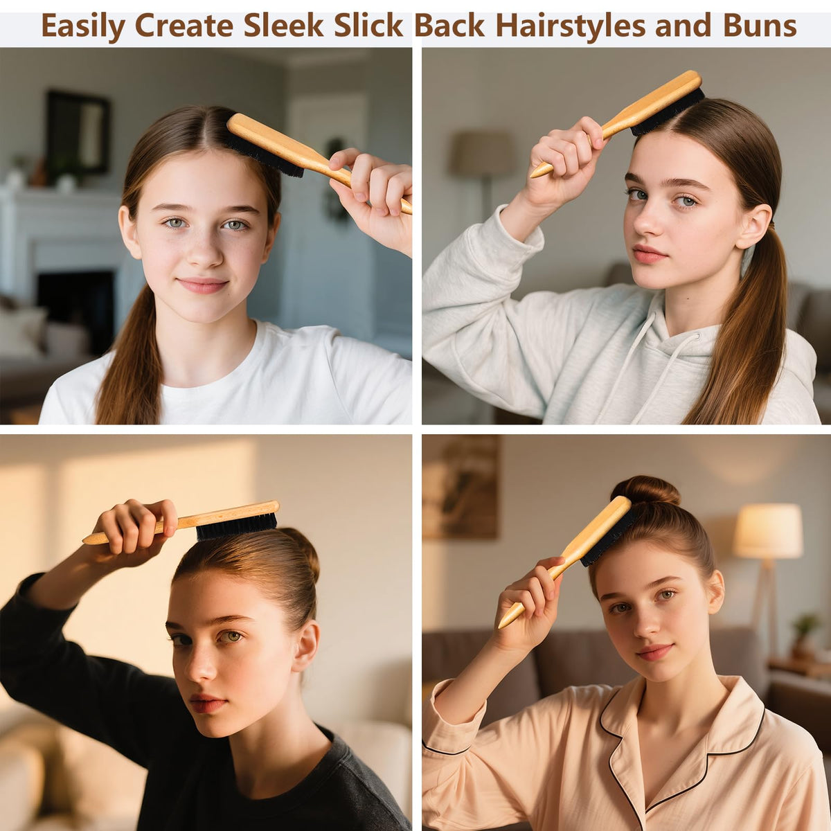 SWEET VIEW Boar Bristle Hair Brush packaging display