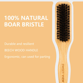 SWEET VIEW Boar Bristle Hair Brush showing premium wild boar bristles