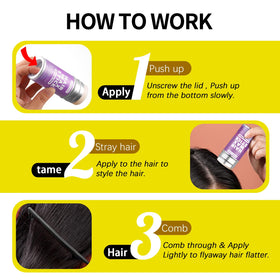 SWEET VIEW Hair Wax Stick used in a bun hairstyle