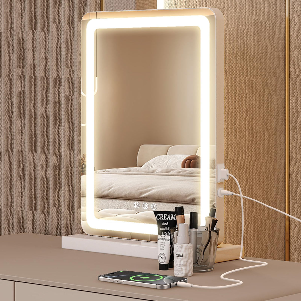 Sweetcrispy 18-inch by 13-inch LED vanity mirror front view