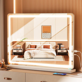 Sweetcrispy 22x32 LED Vanity Mirror front view with lights