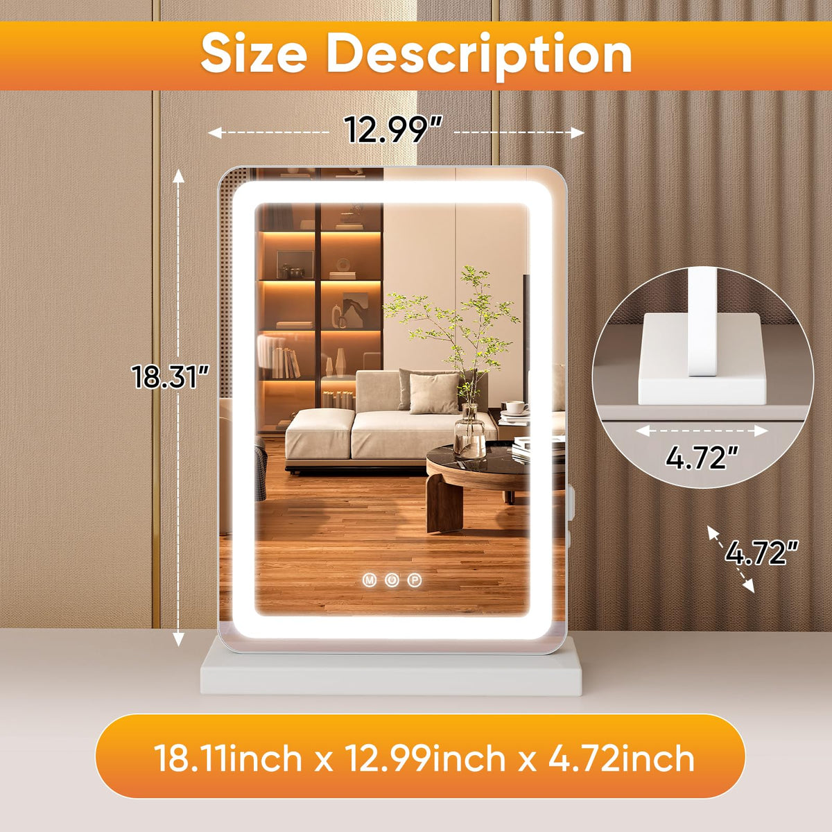 Sweetcrispy LED vanity mirror with lights on a makeup table