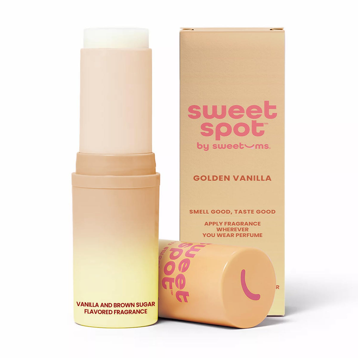 Sweetums Solid Perfume Stick in Brown Sugar Vanilla front view