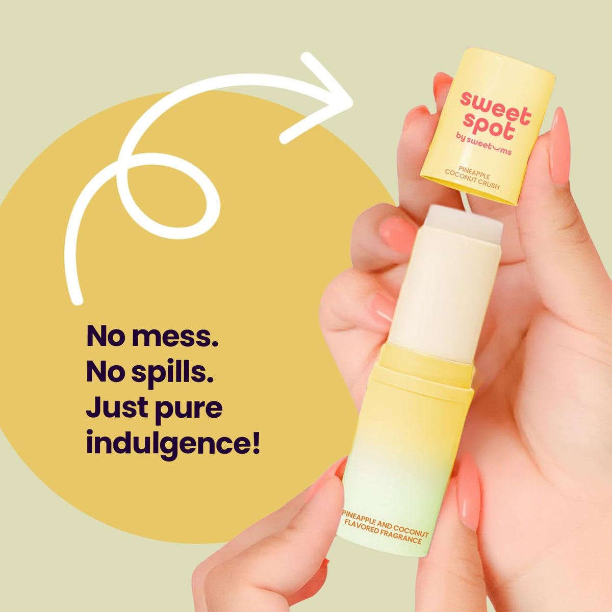 Sweetums SweetSpot Pineapple Coconut Perfume Stick held in hand
