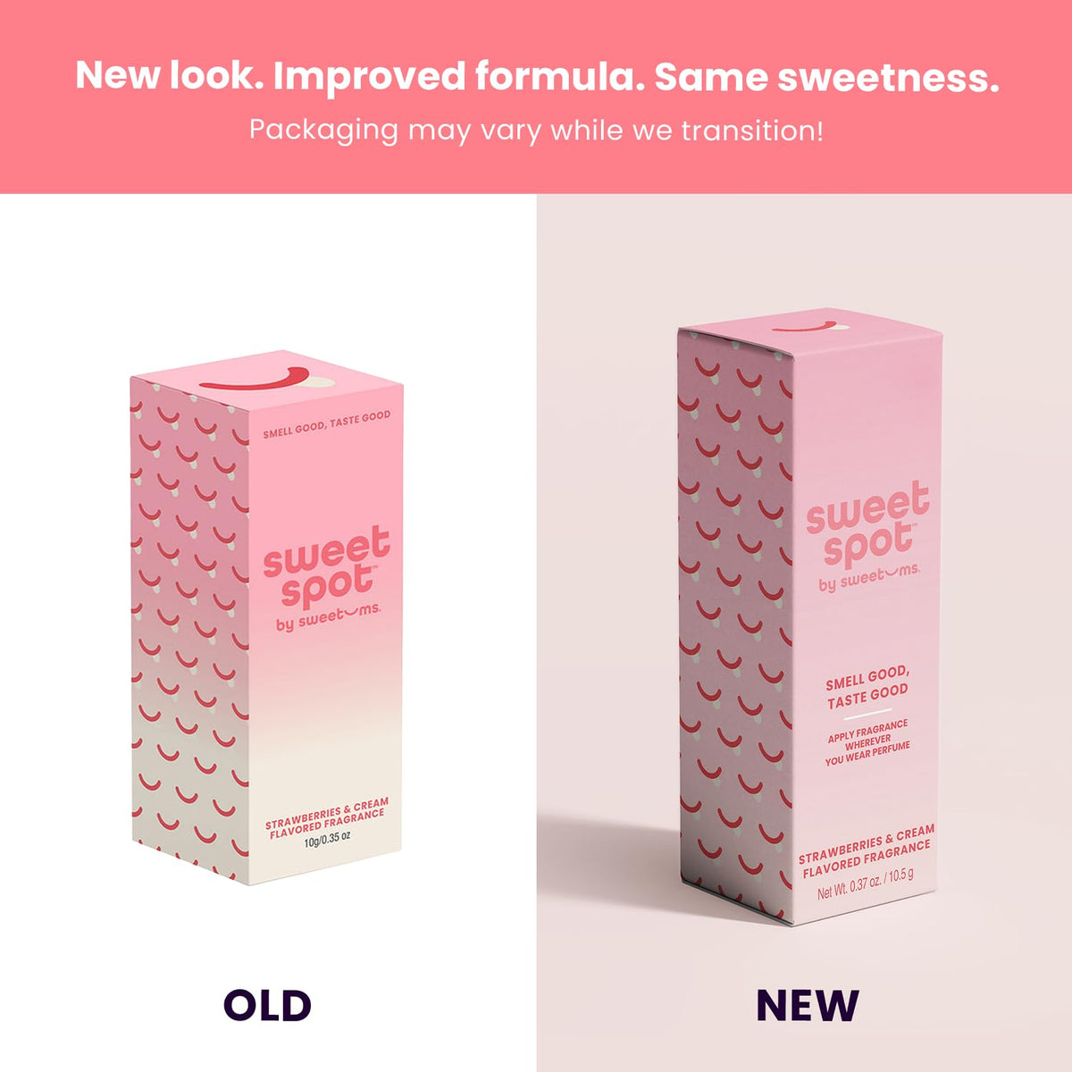 Sweetums SweetSpot Strawberries & Cream Perfume Stick with hand applying