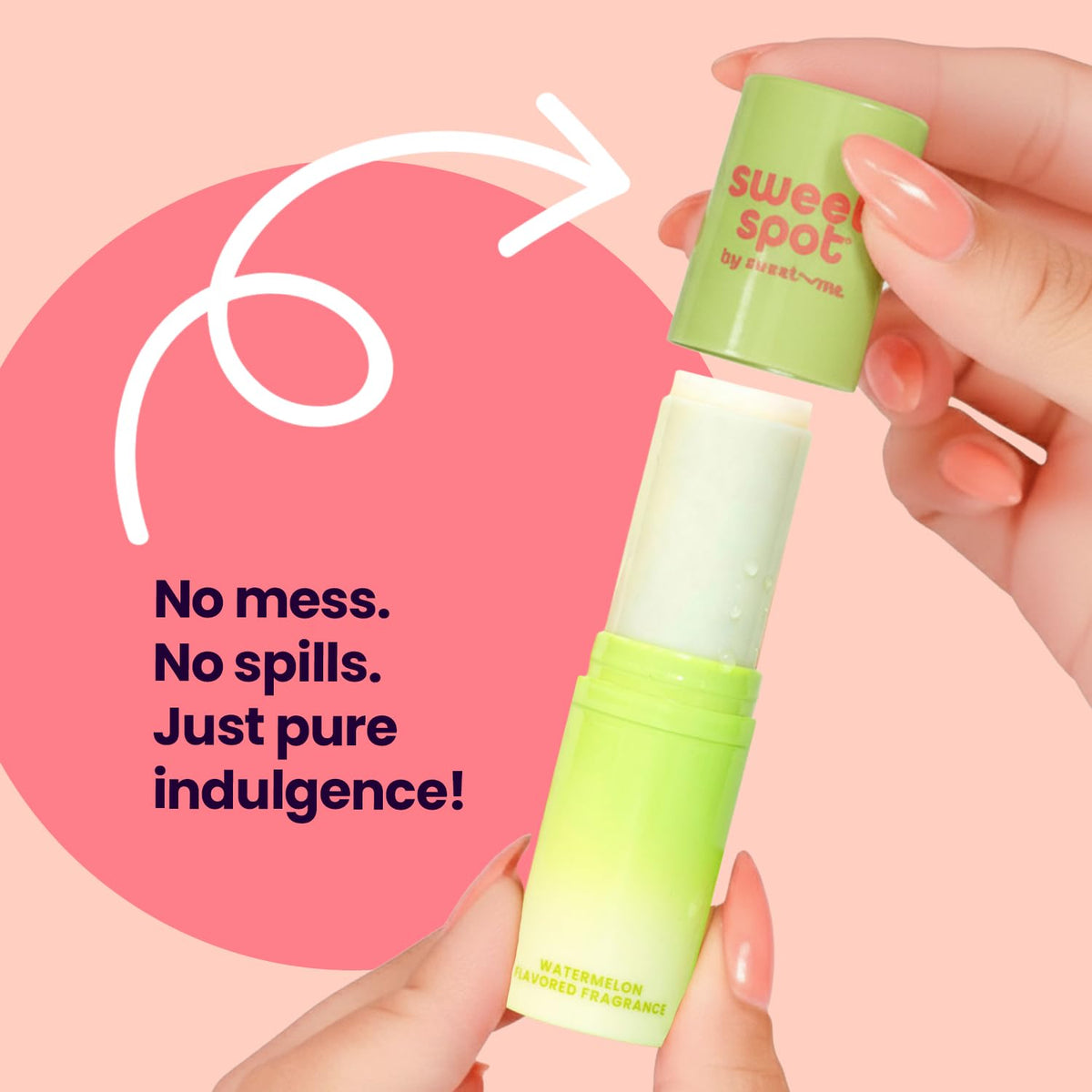 Sweetums Watermelon Solid Perfume Stick in a travel pouch
