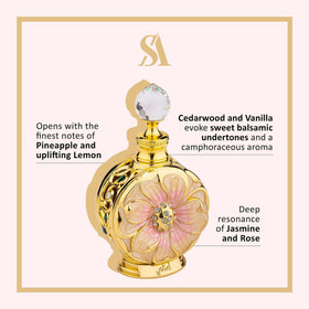 Swiss Arabian Amaali 0.5 Oz bottle with floral background