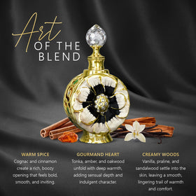 Swiss Arabian Layali Noir Tonka Oil with a background of spices