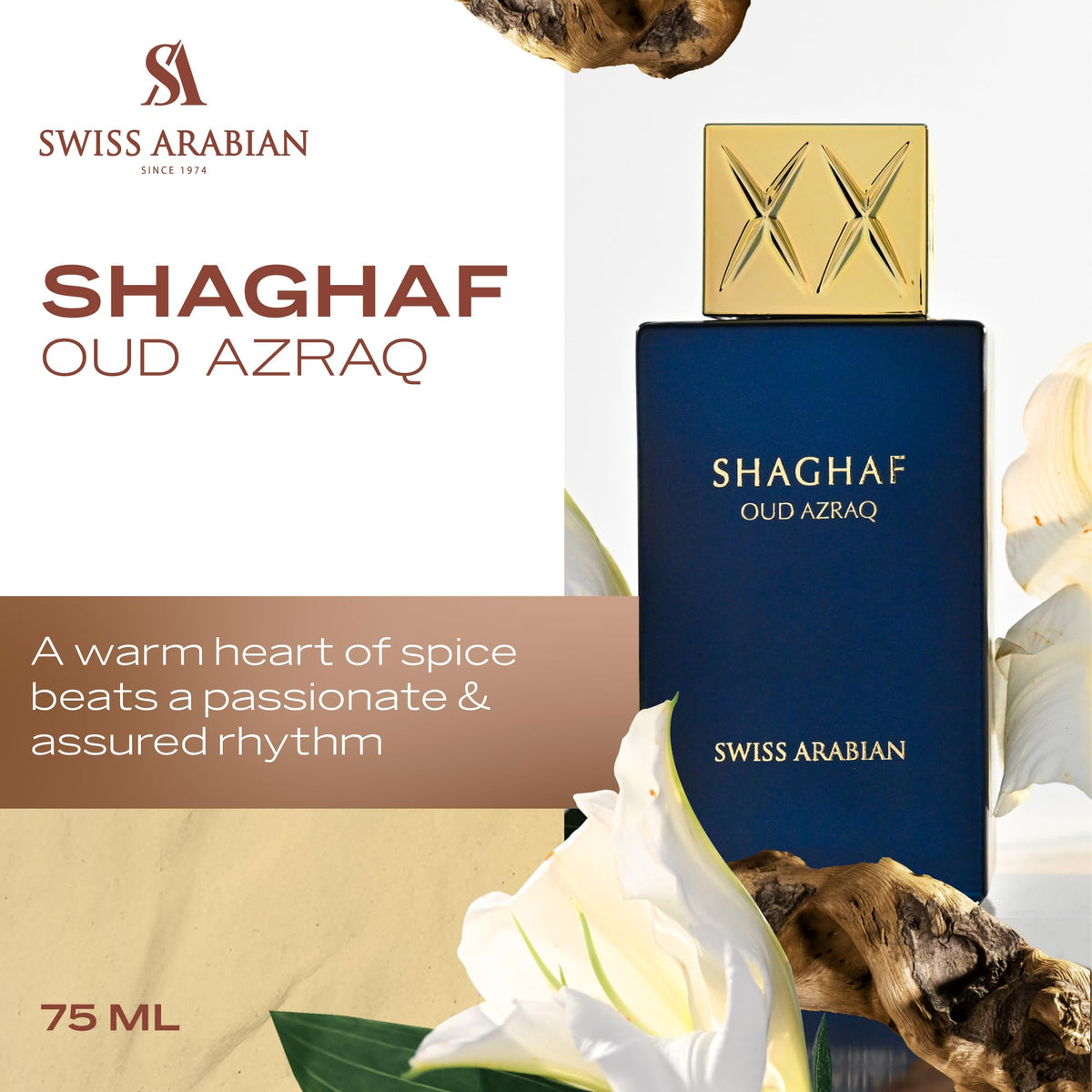Swiss Arabian Shaghaf Oud Azraq bottle with packaging