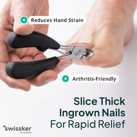 Swissklip Heavy Duty Toenail Clippers on a bathroom counter