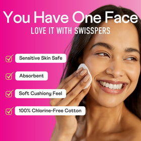 Swisspers Premium Cotton Rounds used for makeup removal