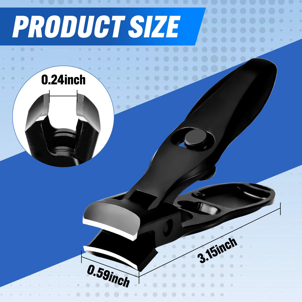 Swocky Wide Jaw Nail Clippers side view demonstrating safety lock