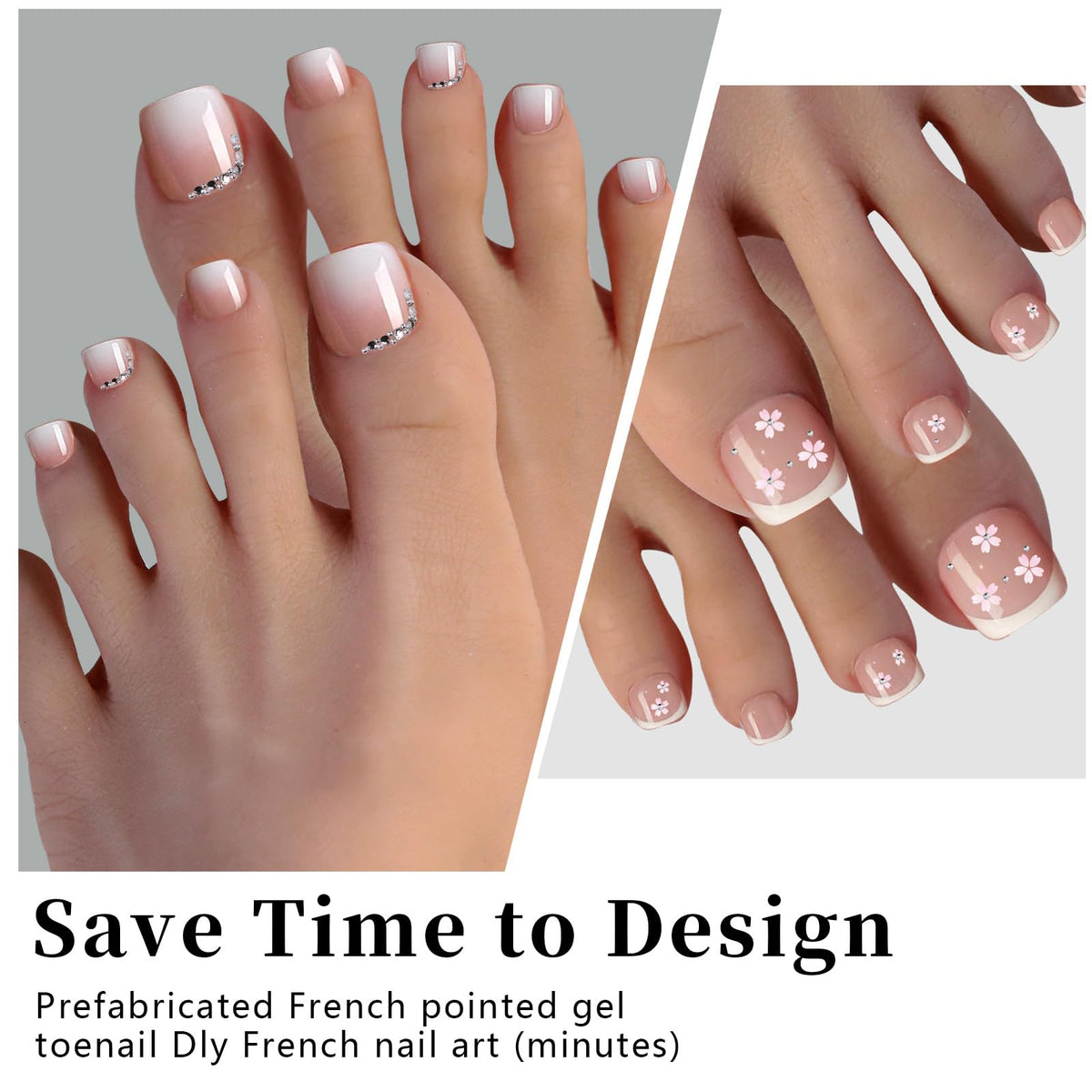 SWRITATSK toenail tips in square French design