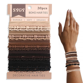 SYGY 20PCS Boho Hair Ties assorted styles and colours