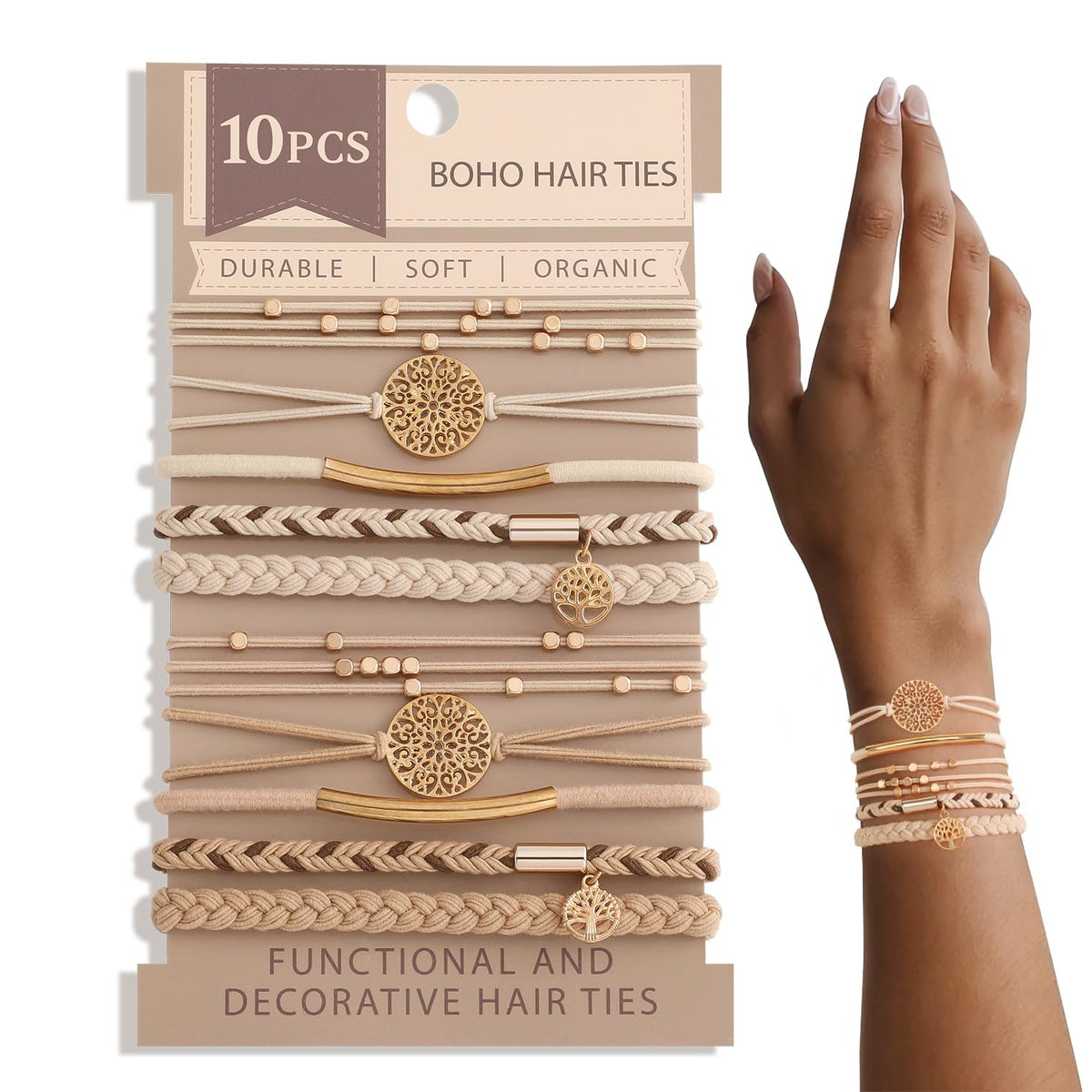 SYGY Boho Bracelets in light coffee colour, front view