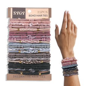 SYGY Boho Hair Ties assorted colours front view