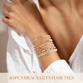 SYGY hair tie bracelet worn on wrist, showcasing style