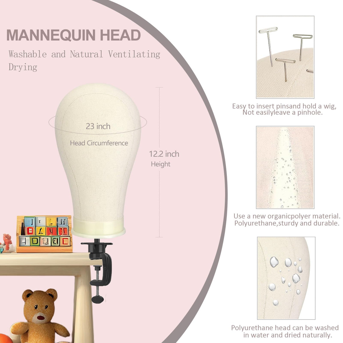 SZCY LLC Tripod Stand for Wig Head side view