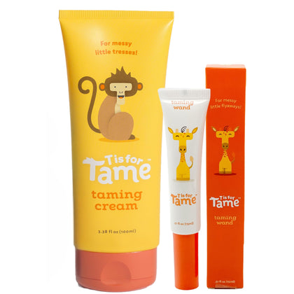 T is for Tame Kids' Hair Taming Cream and Flyaway Wand front view