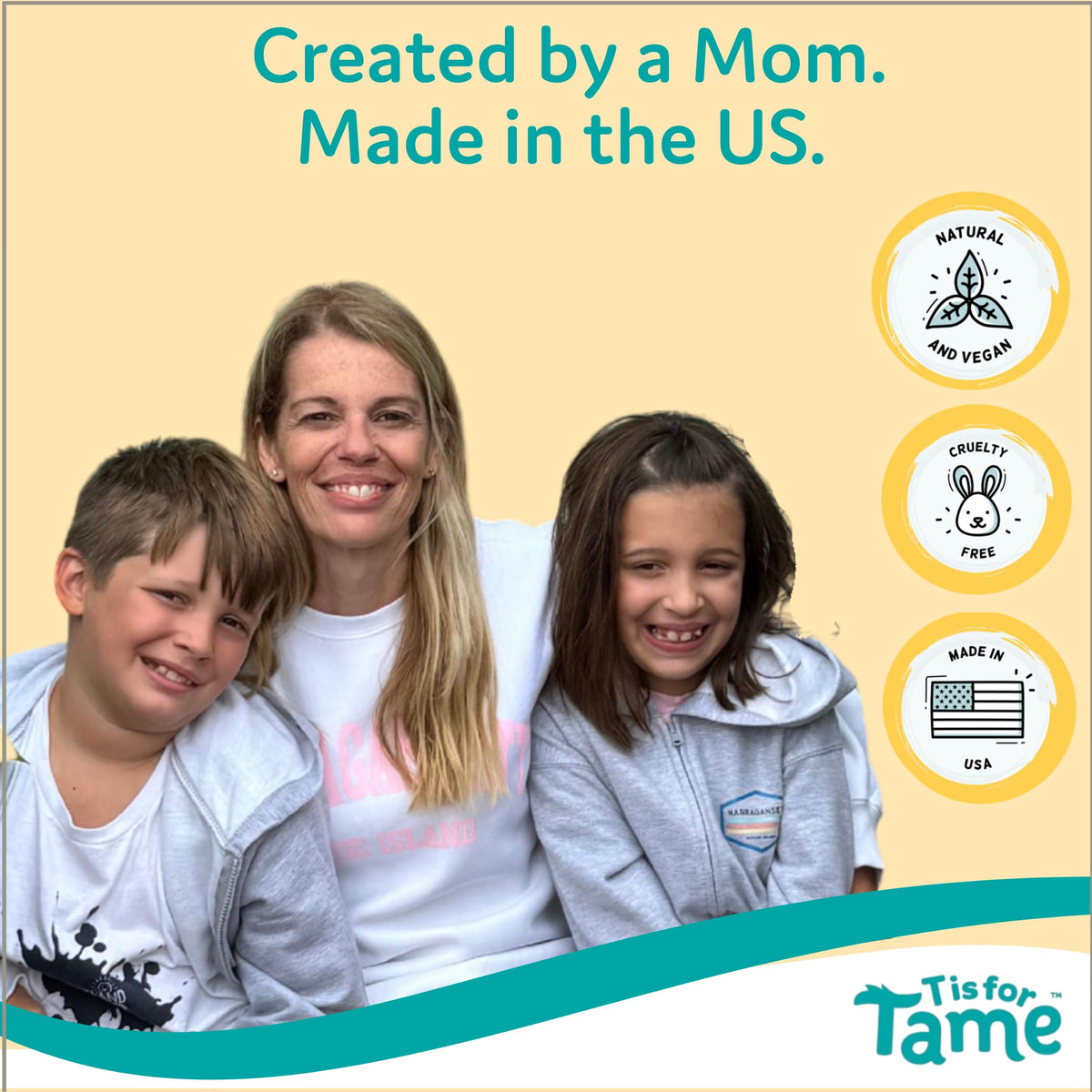 T is for Tame Kids Hair Taming Gel in use during hairstyling