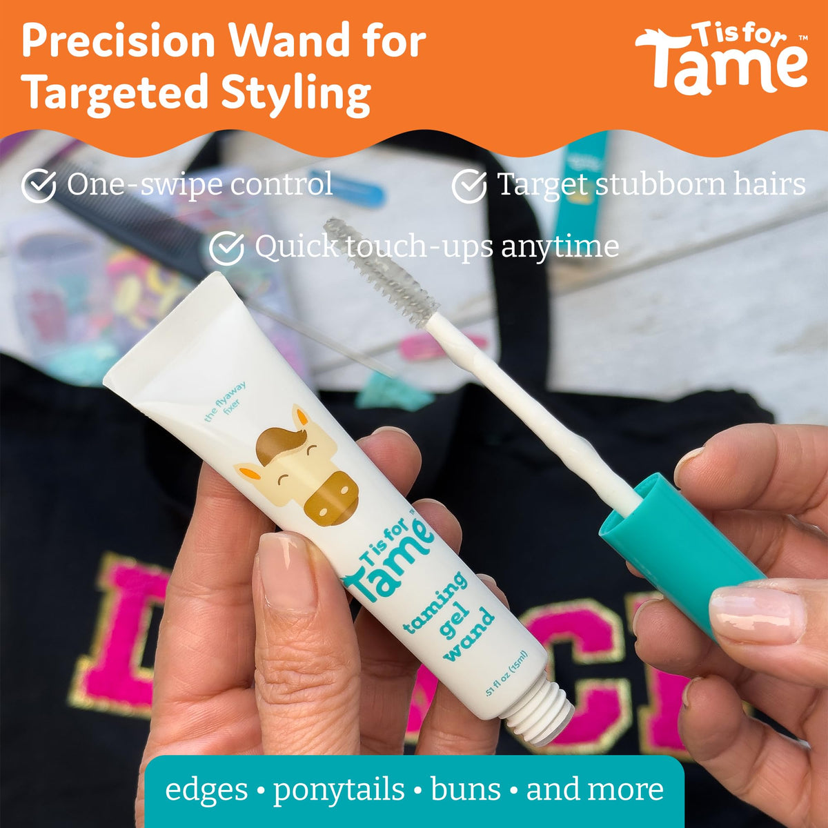 T is for Tame Taming Wand in use for styling