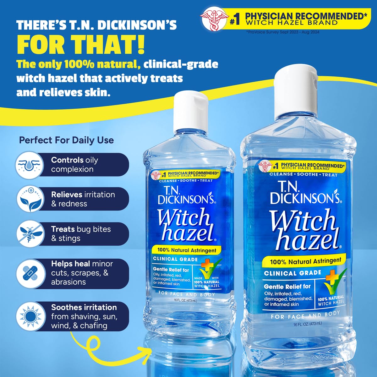 T.N. Dickinson's Witch Hazel Astringent 16 Fl Oz back view