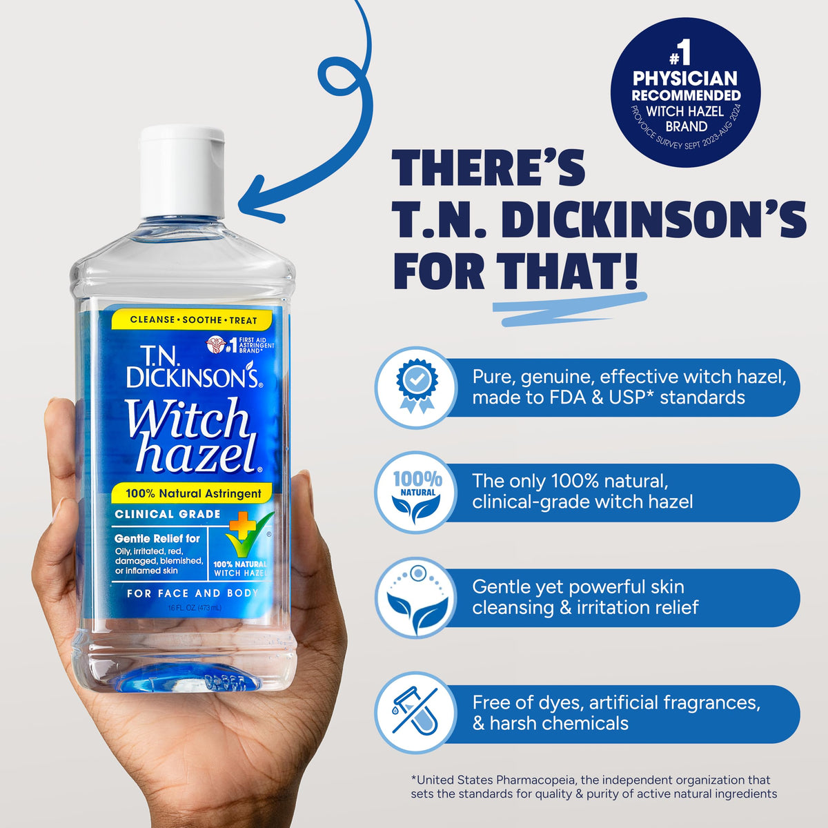 T.N. Dickinson's Witch Hazel Astringent 16 Fl Oz side view