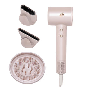 T3 LuxeDry Ionic Hair Dryer Set front view with attachments