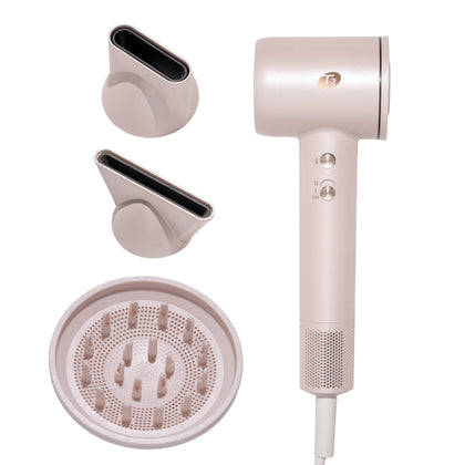 T3 LuxeDry Ionic Hair Dryer Set front view with attachments