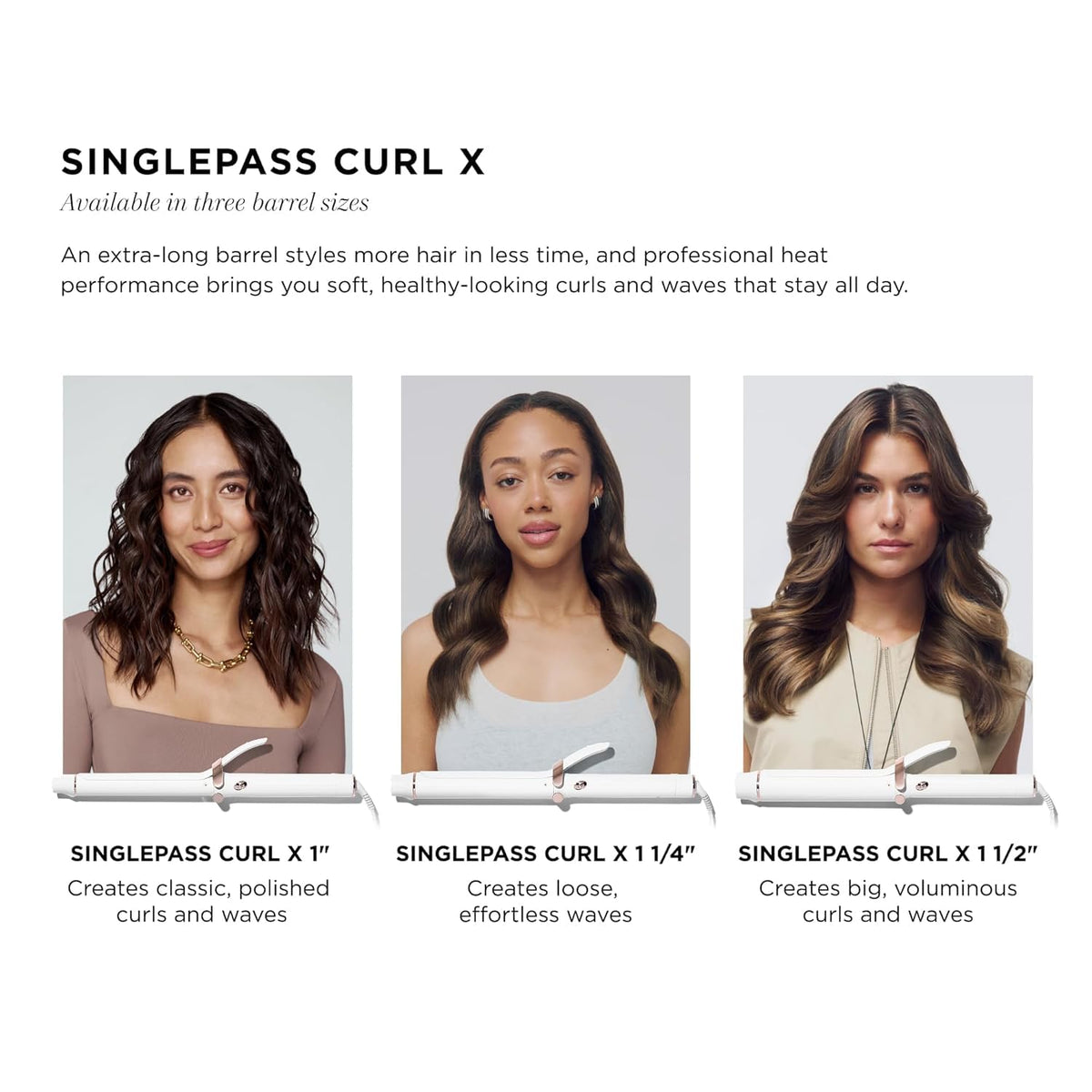 T3 SinglePass Curl X curling iron with ProGlide clip
